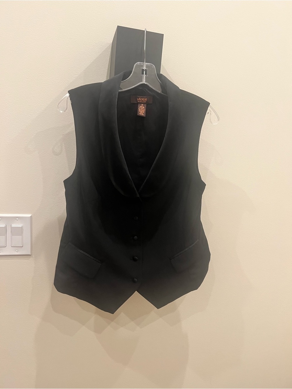 Victor Alfaro Black Draped-Collar Vest